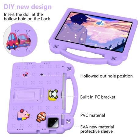 Противоударный чехол EVA Handle Kickstand Children для Xiaomi Pad 7 / 7 Pro 2024 - фиолетовый