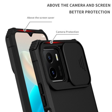 Чохол протиударний Stereoscopic Holder Sliding для Vivo Y15s / Y15a - чорний
