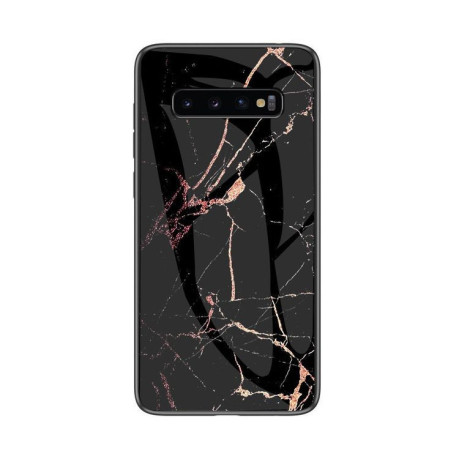 Стеклянный чехол Colored Painting Marble Pattern Anti-scratch для Samsung Galaxy S10+ / S10 Plus- розовый