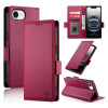 Чехол-книжка Side Buckle Magnetic Frosted Leather для iPhone 16e - винно-красный