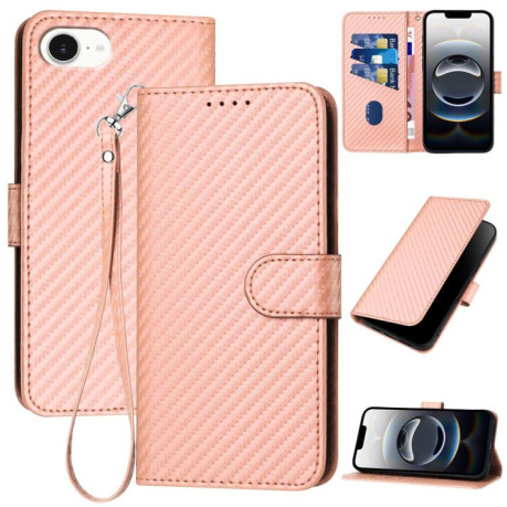 Чохол-книжка Carbon Fiber Texture на iPhone 16e YX0070 - рожевий