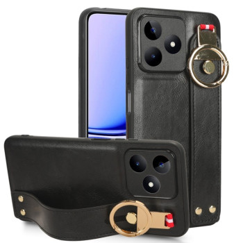 Противоударный чехол Wristband Leather Back для Realme C53/C51 / Narzo N53 - черный