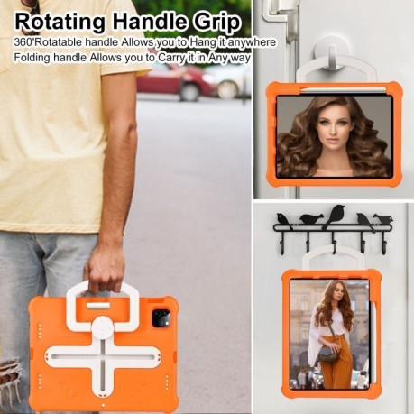 Противоударный чехол Shield 360 Rotation Handle EVA Shockproof для iPad Pro 11 2024 - оранжевый
