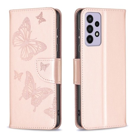 Чехол-книжка Butterflies Pattern на Samsung Galaxy A73 5G  - розовое золото