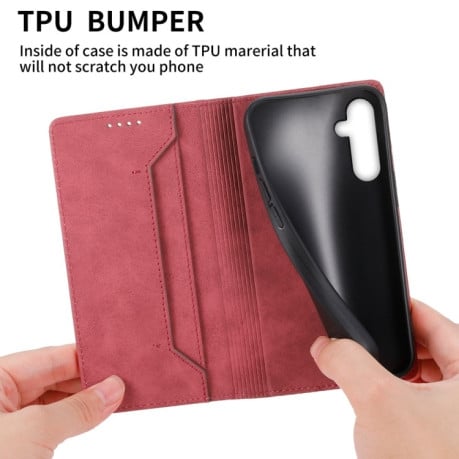 Чохол-книжка Business Solid Color із захистом від сканування RFID на Samsung Galaxy A17 4G - червоний