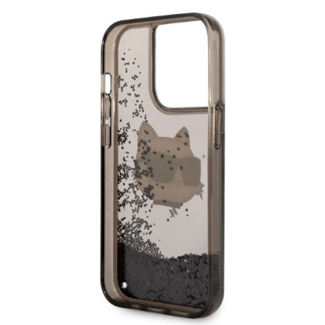 Оригинальный чехол Karl Lagerfeld Glitter Choupette Head для iPhone 14 Pro Max - black