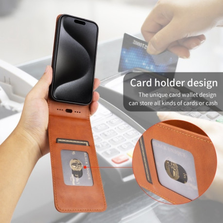 Флип-чехол Vertical Flip Leather Phone Case with Card Slot для Motorola Moto G85 5G / S50 Neo 5G - коричневый