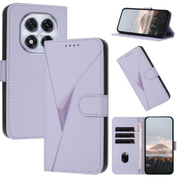 Чехол-книжка Triangle Pattern Buckle Clasp Leather на Xiaomi Redmi Note 14 Pro 4G - фиолетовый