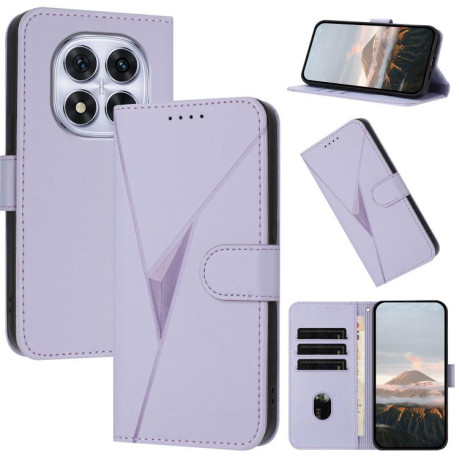 Чехол-книжка Triangle Pattern Buckle Clasp Leather на Xiaomi Redmi Note 14 Pro 4G - фиолетовый