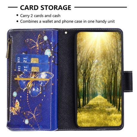 Чехол-кошелек Colored Drawing Pattern Zipper для Realme C30 - Purple Butterfly