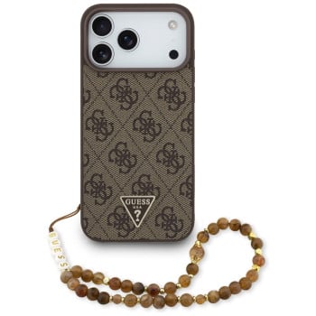 Оригинальный чехол Guess 4G Strap Triangle Logo с MagSafe на iPhone 17 Pro Max - Brown