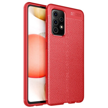 Противоударный чехол Litchi Texture на Samsung Galaxy A72  - красный