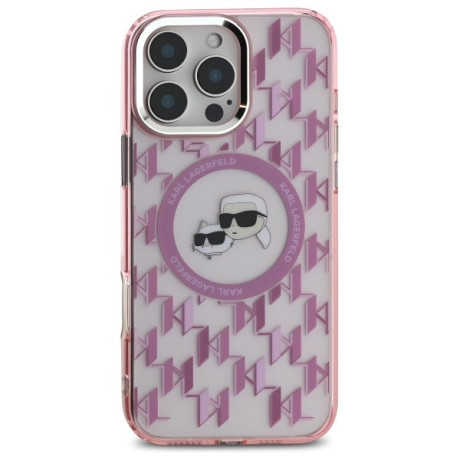 Оригінальний чохол Karl Lagerfeld IML Monogram Karl &amp; Choupette Head MagSafe для iPhone 16 Pro - Pink