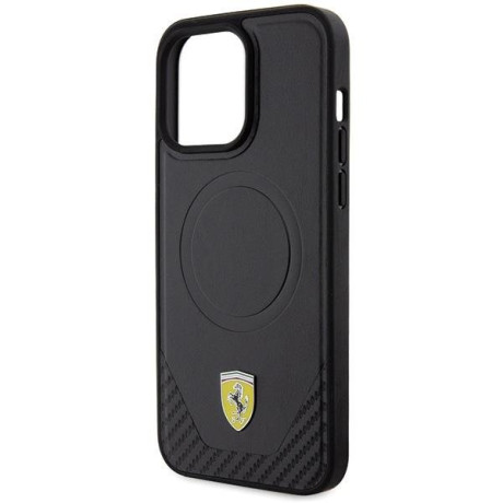 Оригинальный чехол Ferrari Carbon Metal Logo MagSafe для iPhone 15 Pro Max - black