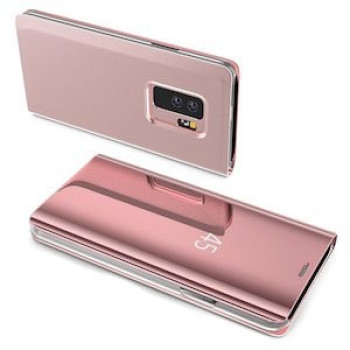 Чехол- книжка Clear View на Samsung Galaxy S9+Plus/G965 Electroplating Mirror - розовое золото