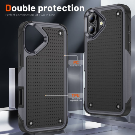 Протиударний чохол PC + TPU Shockproof Protective для iPhone 16 - Grey+Black