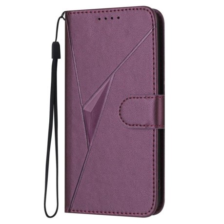 Чехол-книжка Triangle Pattern Buckle Clasp Leather на Xiaomi Redmi Note 14 Pro 4G - фиолетовый