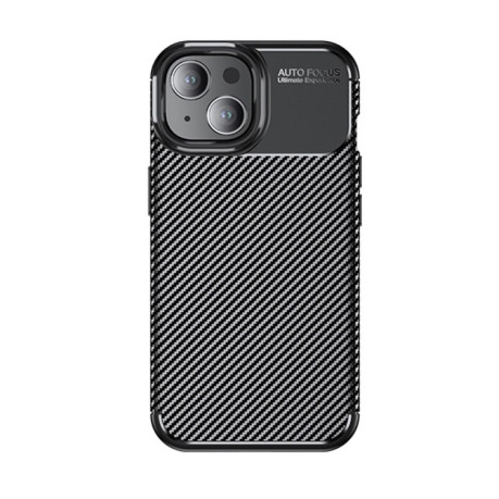 Ударозащитный чехол HMC Carbon Fiber Texture на iPhone 15 Plus - черный