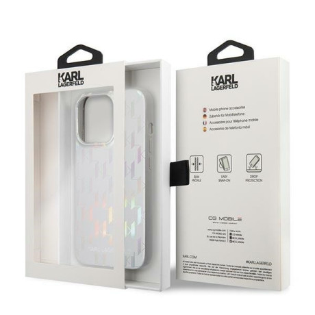 Оригинальный чехол Karl Lagerfeld Monogram Iridescent для iPhone 14 Pro Max - silver