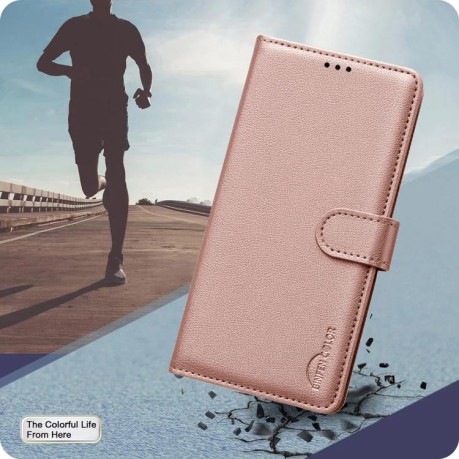 Чехол-книжка Litchi Texture RFID Anti-theft Leather для Xiaomi Poco X7 Pro - золотой