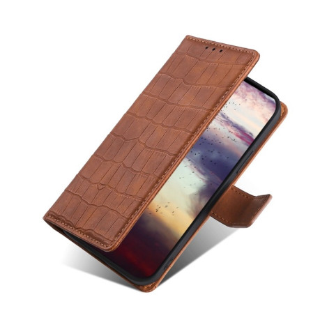 Чехол-книжка Skin Feel Crocodile Texture для Vivo V25 5G/V25e 5G/X80 Lite - коричневый