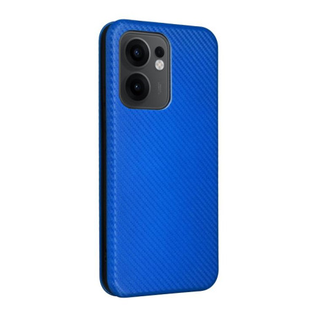 Чехол-книжка Carbon Fiber Texture на OPPO Reno13 F/Reno13 FS - синий