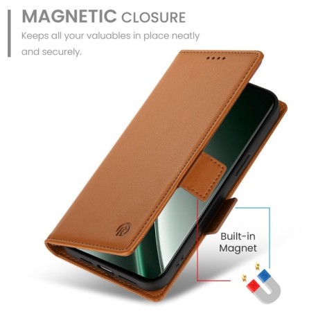 Чехол-книжка Side Buckle Magnetic Frosted Leather для Realme GT 6 Global/ Realme GT 6 4G - коричневый