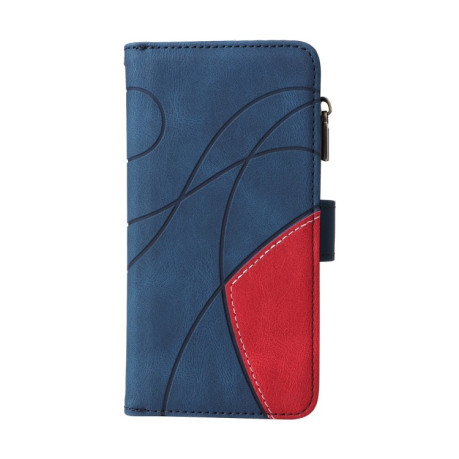 Чехол-книжка Dual-color 9 Card Slots Zipper Wallet Leather для Realme C63 / C61 / Note 60 - синий