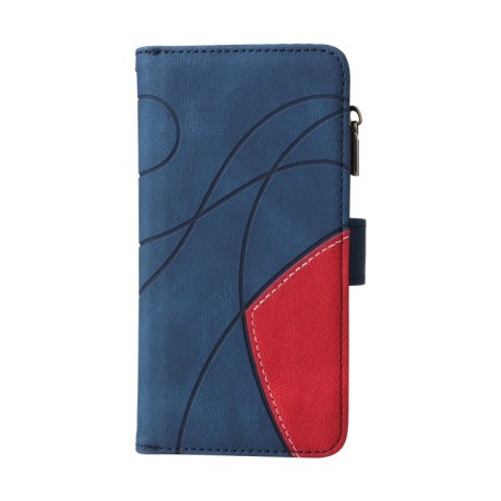 Чохол-книжка Dual-color 9 Card Slots Zipper Wallet Leather для Samsung Galaxy S24 FE 5G - синій