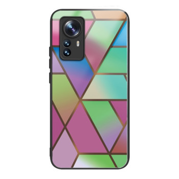 Противоударный стеклянный чехол Marble Pattern Glass на Xiaomi 12 Pro - Rhombus Gradient