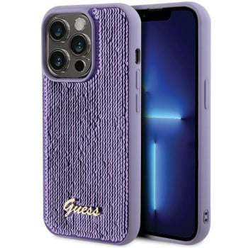 Оригінальний чохол Guess Sequin Script Metal для iPhone 15 Pro - purple
