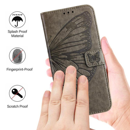 Чехол-книжка Embossed Butterfly для OPPO A5 Pro 5G Global - серый