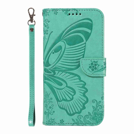Чехол-книжка Swallowtail Butterfly Embossed Leather для Xiaomi Poco F6 - зеленый