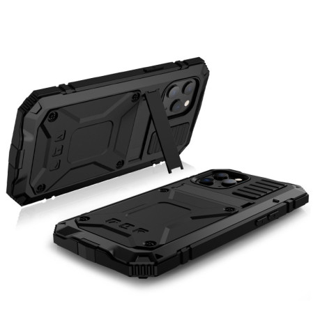 Противоударный металлический чехол R-JUST Dustproof на iPhone 12 / 12 Pro - черный