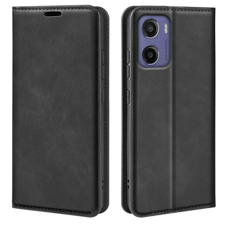 Чехол-книжка Retro Skin Feel Business Magnetic на Motorola Moto E15 - черный