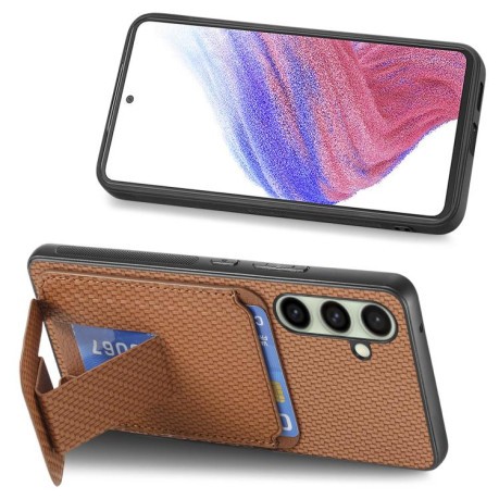Протиударний чохол Carbon Fiber Card Bag для Samsung Galaxy A36 - коричневий