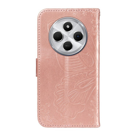 Чохол-книжка Swallowtail Butterfly Embossed Leather для Xiaomi Redmi 14C 4G/Poco C75/Redmi A4 5G - рожеве золото