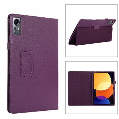 Чехол-книжка Litchi Texture для Xiaomi Pad 5 Pro 12.4 - фиолетовый