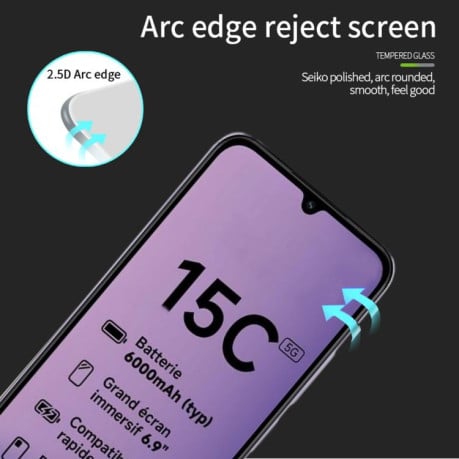 Захисне скло MOFI 9H 3D Full Screen на Xiaomi Redmi 15C 5G 173.1mm - чорне