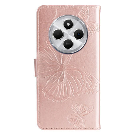 Чохол-книжка Embossed Butterfly для Xiaomi Redmi 14C 4G/Poco C75/Redmi A4 5G - рожеве золото
