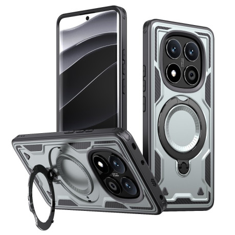 Противоударный чехол MagSafe Holder Armor PC Hybrid для Xiaomi Redmi Note 14 Pro 5G/Poco X7 - серый