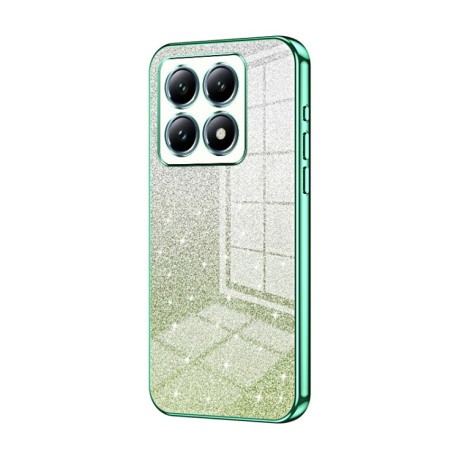 Ударозахисний чохол Gradient Glitter Powder Electroplated на Xiaomi 14T Pro - зелений