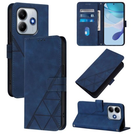 Чехол-книжка Crossbody 3D Embossed Flip Leather на Xiaomi Poco M7 Pro 5G - синий