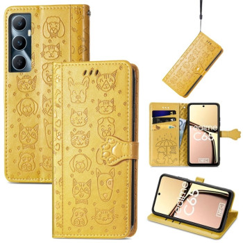 Чехол-книжка Cat and Dog для Realme C65 - желтый