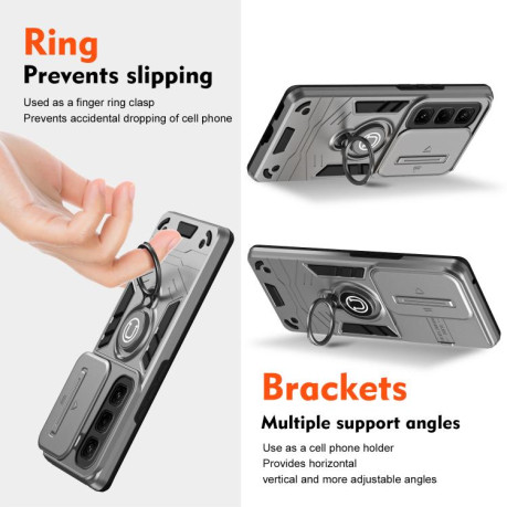 Протиударний чохол Sliding Camshield Ring Holder для Infinix Hot 50 Pro+ 4G - сірий