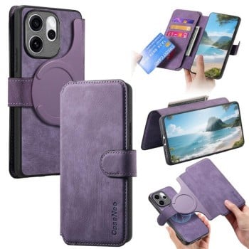Чохол-книжка CaseNeo MagSafe RFID Anti-theft Retro Leather на OPPO Reno15 Pro 5G Global — фіолетовий
