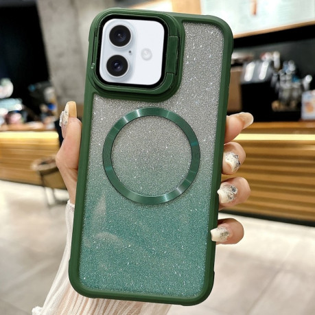 Чохол протиударний CD-grain Gradient Glitter Magsafe Acrylic Hybrid TPU для iPhone 16 Plus - зелений