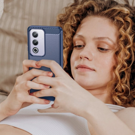 Протиударний чохол Brushed Texture Carbon Fiber на OPPO A80 5G/A3 Pro - синій
