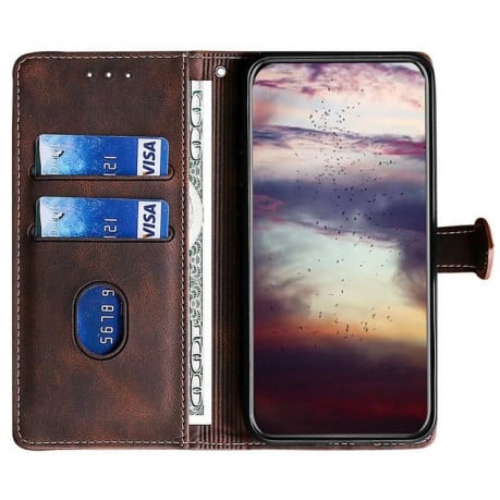 Чохол-книжка з м'яким покриттям Skin Feel та магнітною застібкою на OPPO A5x 5G Global - коричневий