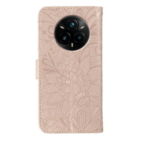 Чехол-книжка Lace Flower для Realme 14 Pro+ - золото